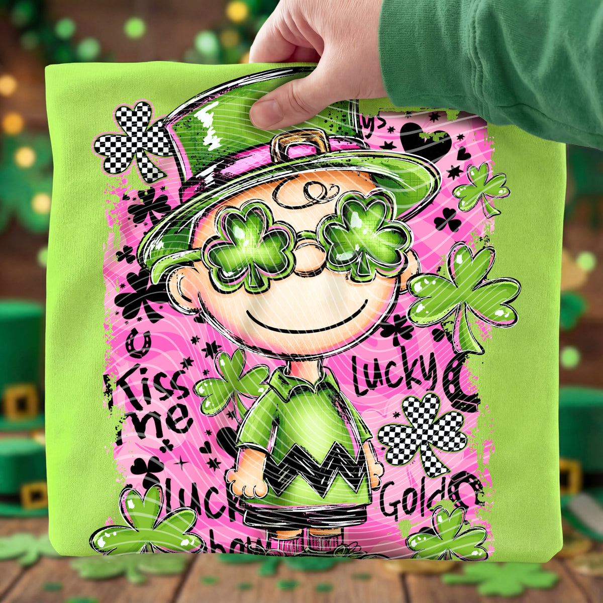 CB St Pats black words pink background (AG) DTF Transfer