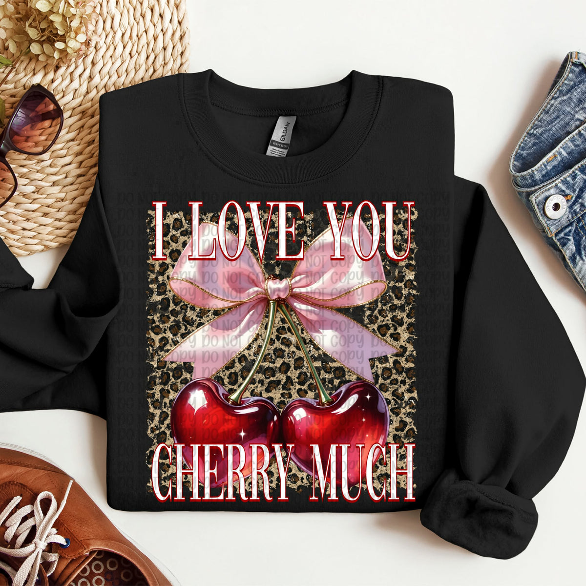 I love you cherry much WHITE WORDS (VP) DTF transfer