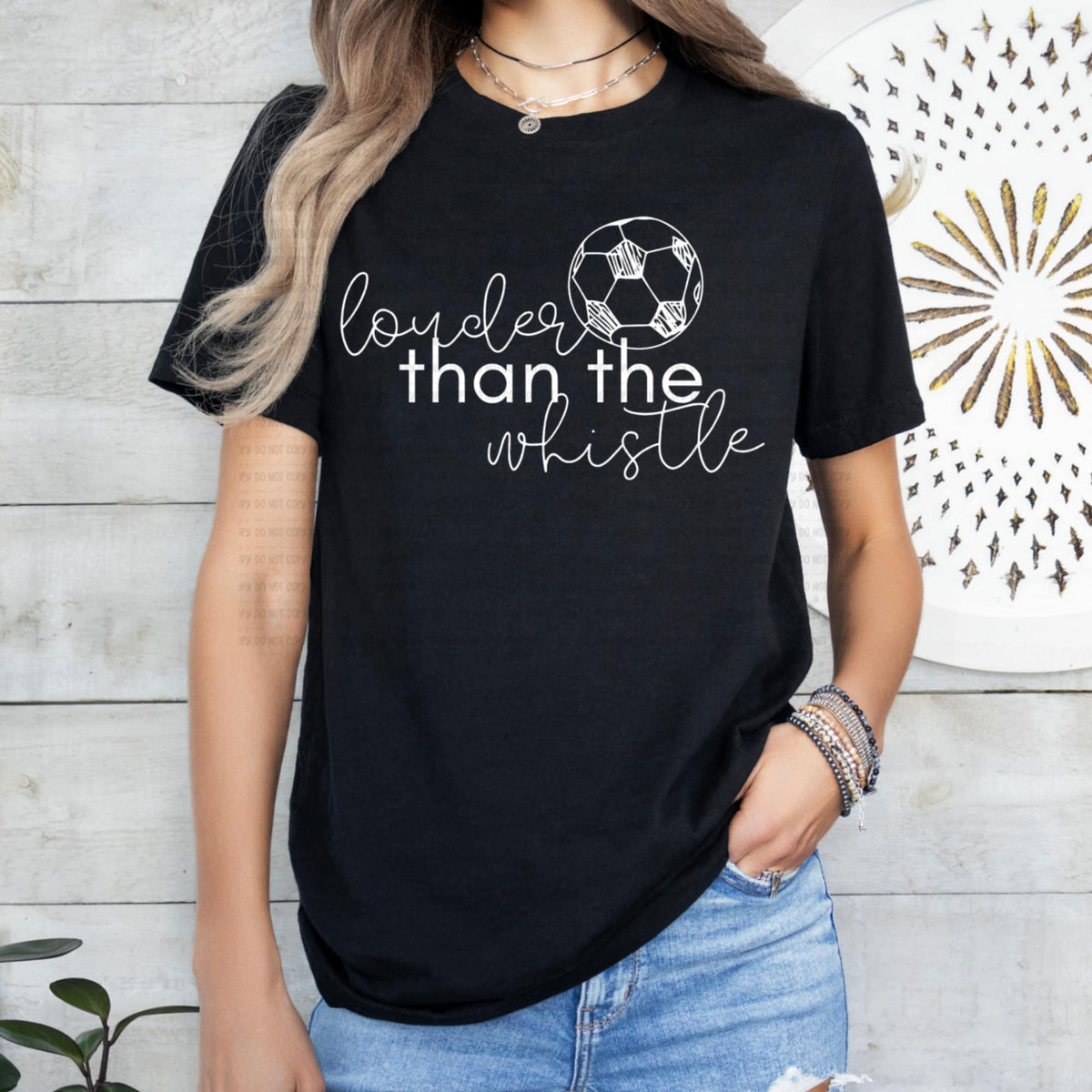 Louder than the whistle WHITE SOCCER REVEL DTF transfer