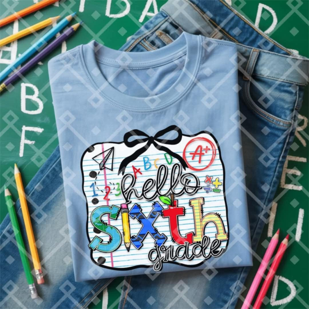 Hello sixth grade paper background (Crafti) 103201 DTF transfer
