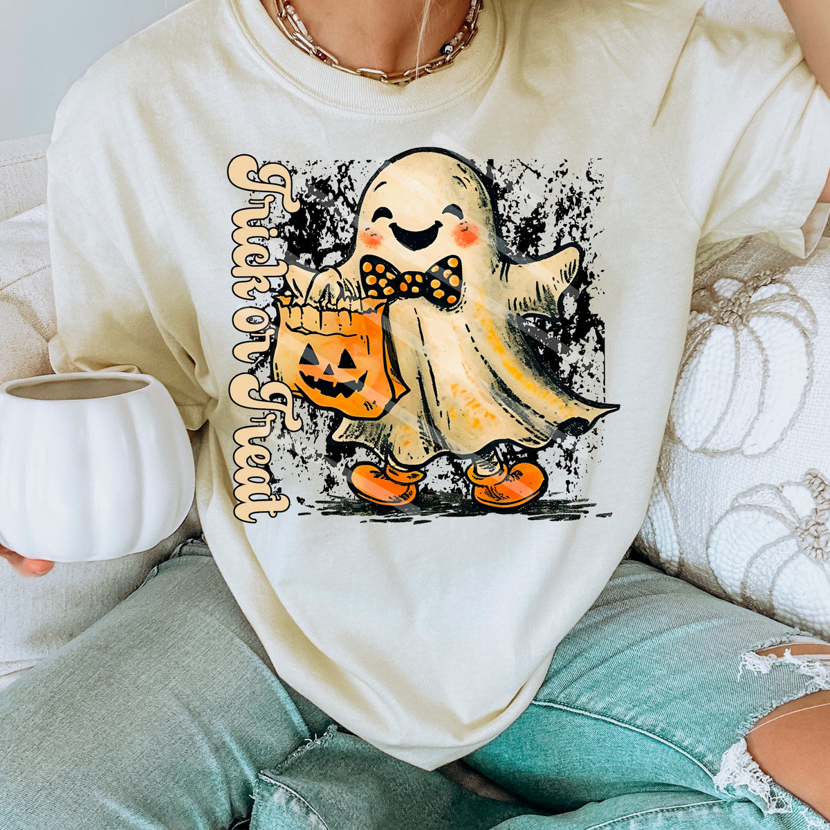 Trick or Treat Grunge Ghost 114082 DTF Transfer