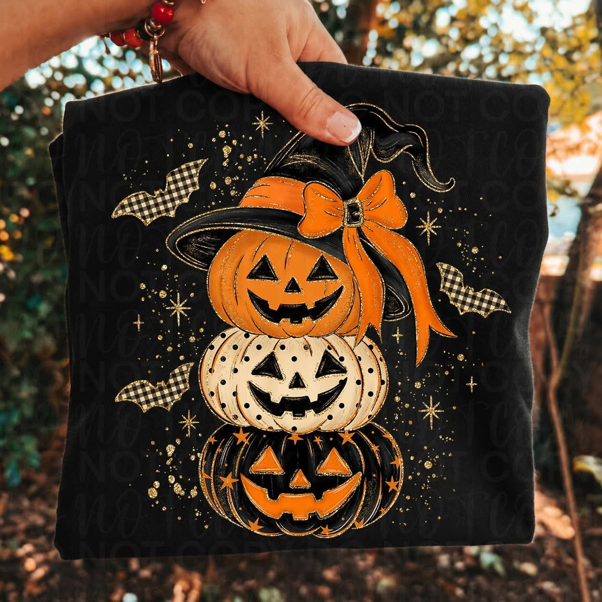 Triple stack pumpkins witch hat Halloween   SUNDAY SPECIAL DTF transfer