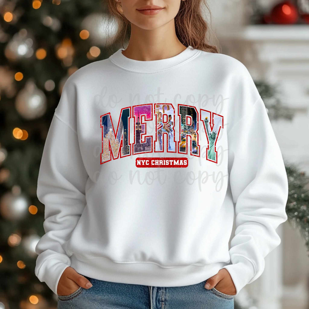 Merry NYC christmas variety font (parker) 65671 DTF transfer