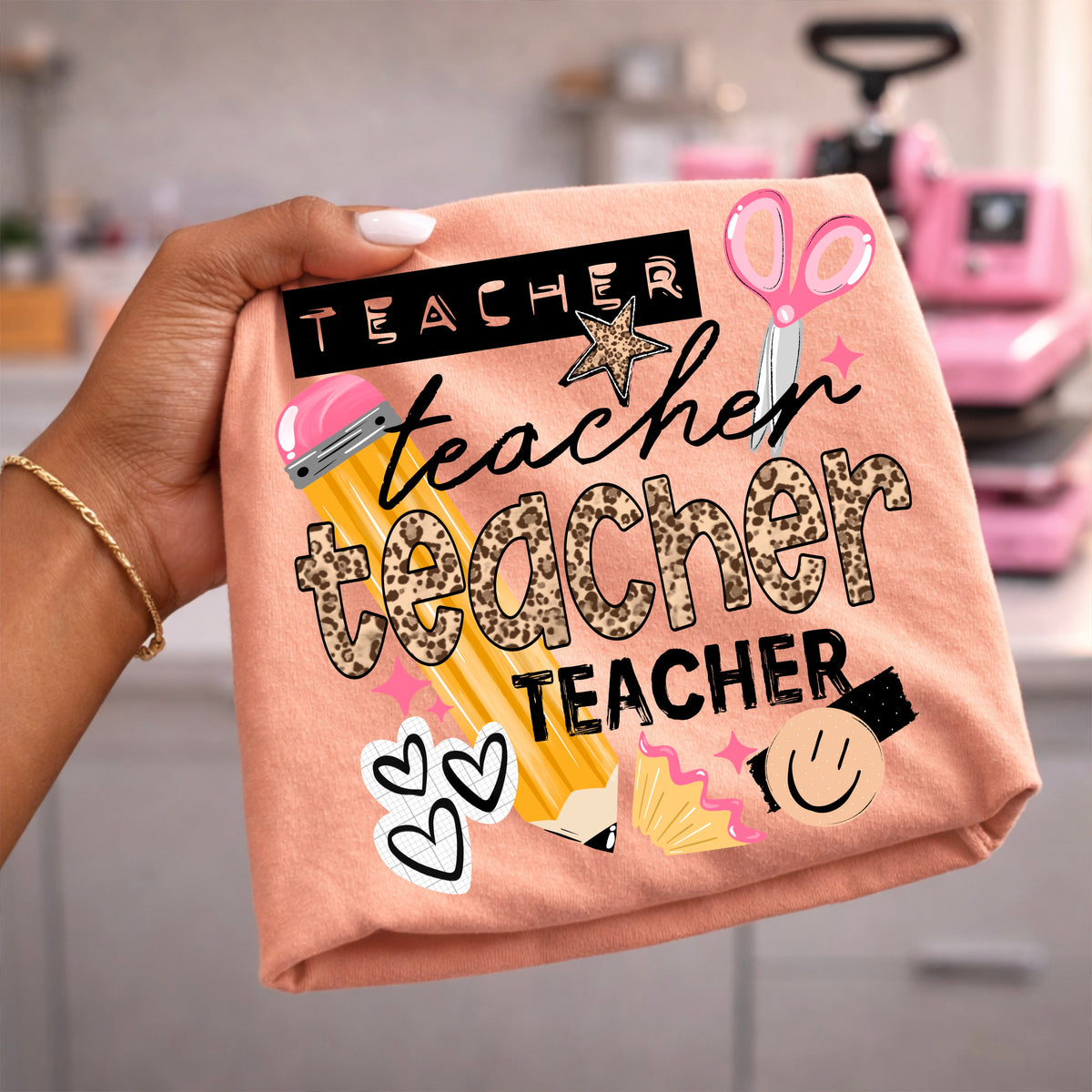 Teacher repeated leopard (CSC) DTF Transfer