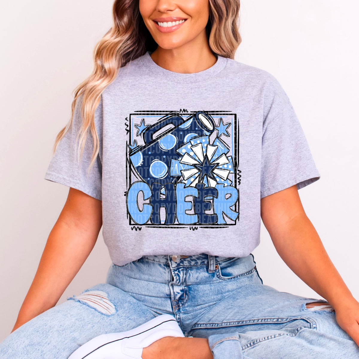 Cheer blue and navy blue with frame (SDD) 99320 DTF transfer