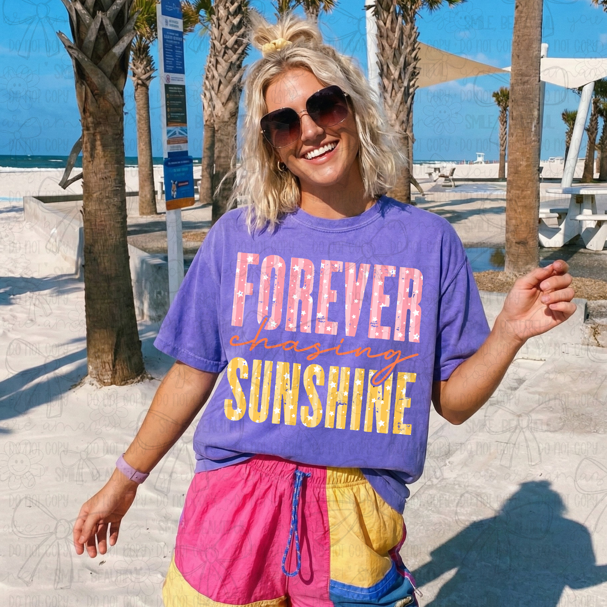 Forever chasing sunshine PINK and YELLOW (Carter) DTF Transfer
