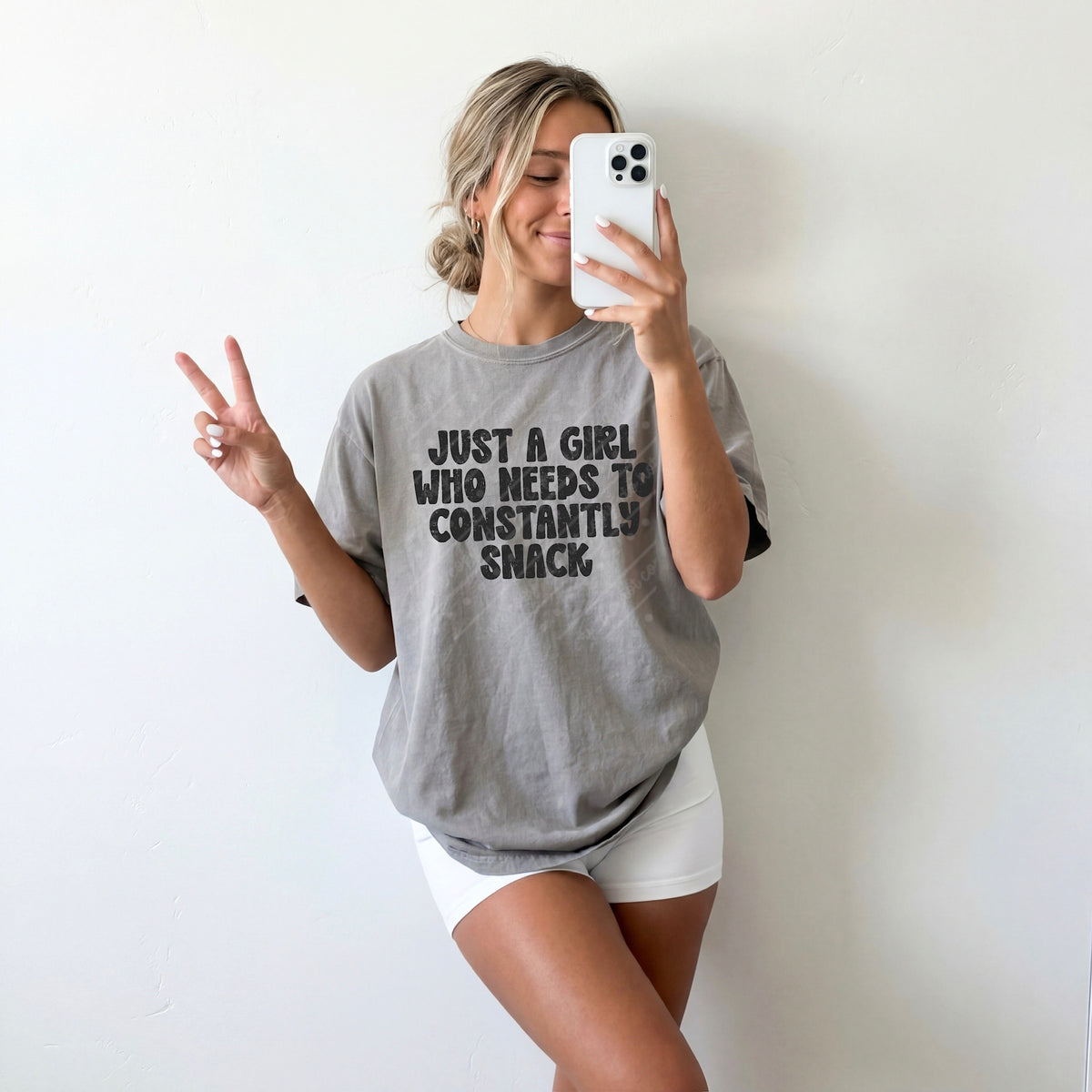 Just a girl who needs to snack (black) DTF Transfer