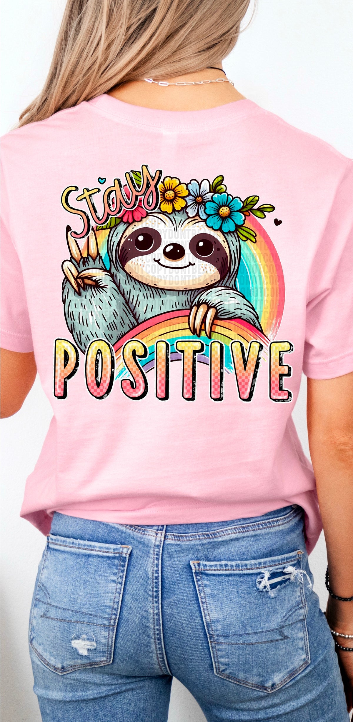 Stay positive sloth 103734 DTF transfer