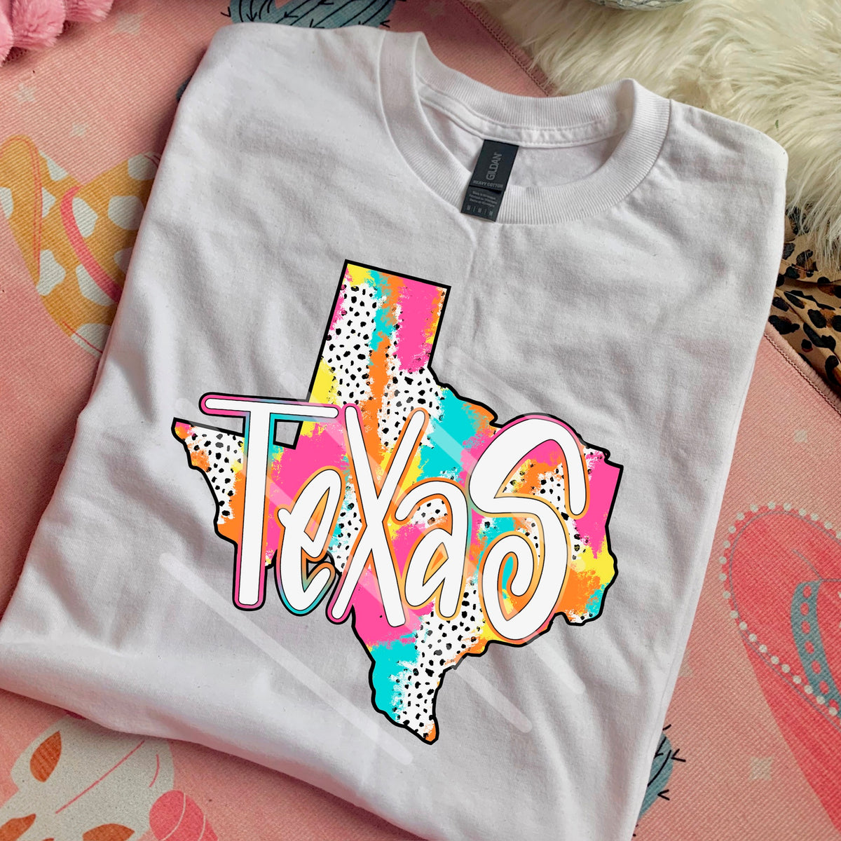 Texas rainbow polkadot 110650 DTF transfer