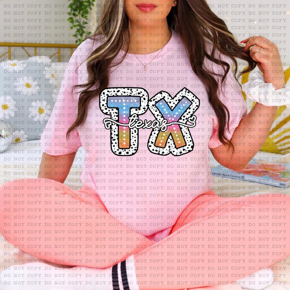 TX texas tie dye dottie (ECHT) 94227 DTF transfer