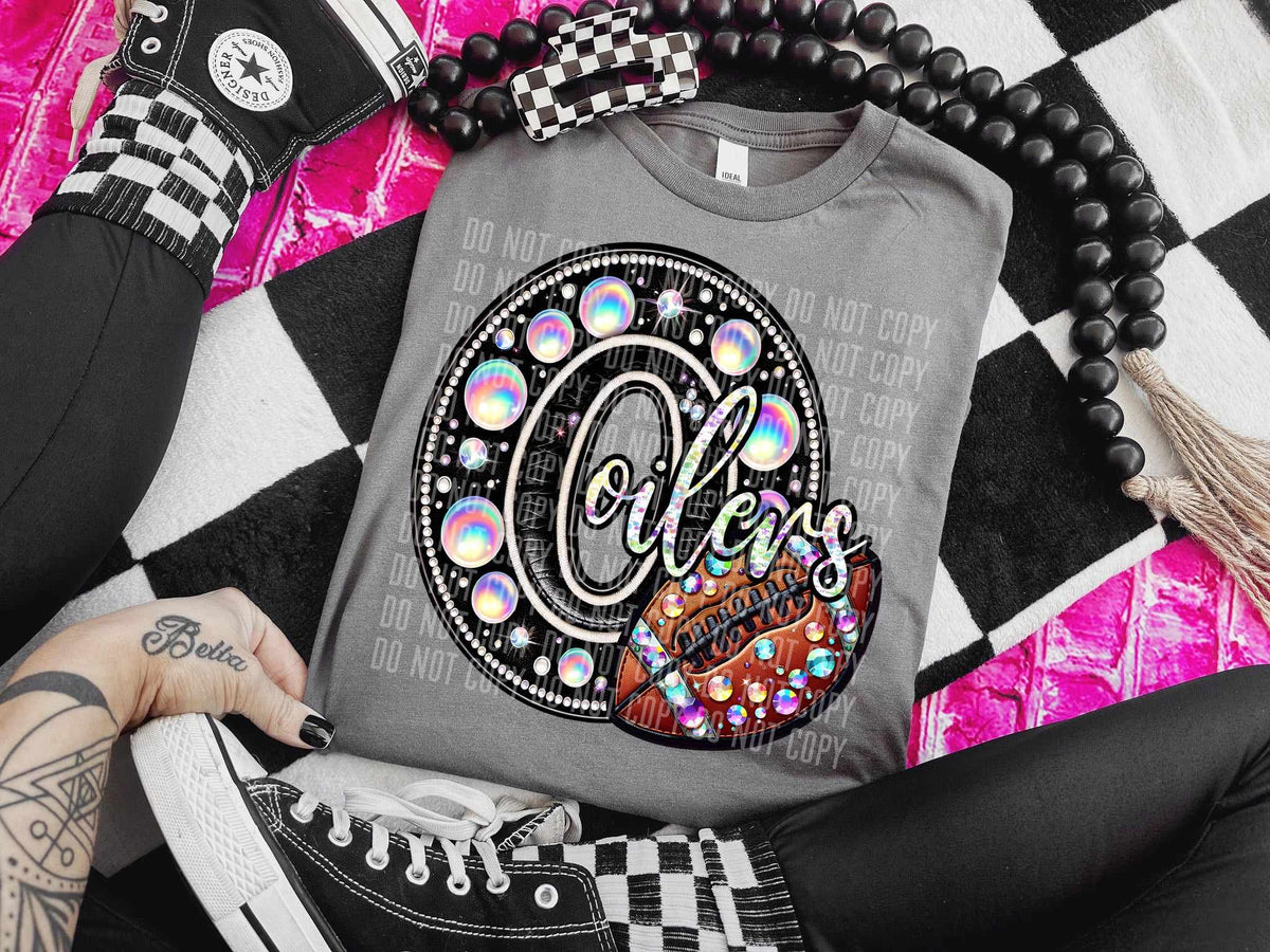 O oilers leather rhinestone (caplinger) 52931 DTF transfer