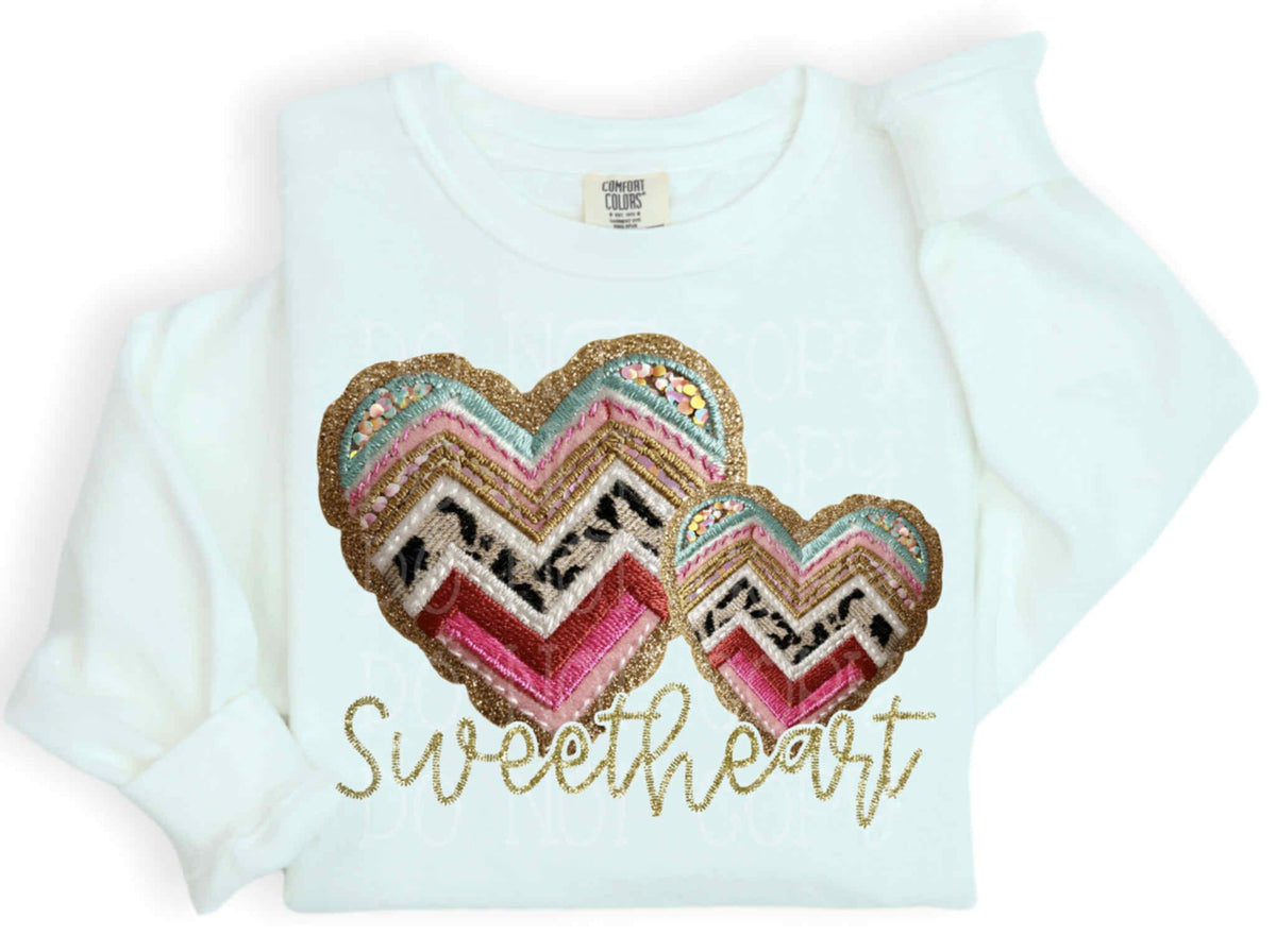 Sweetheart Faux Sequin and zig zag pattern (exclusive) DTF Transfer