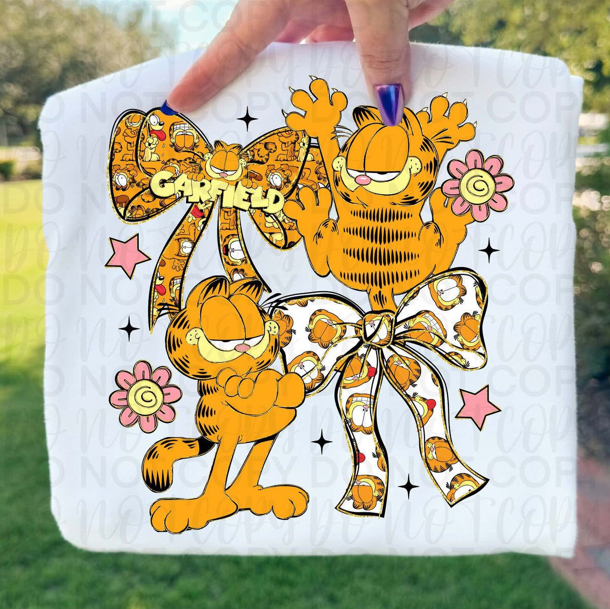 Orange cat with bows (UAC) DTF Transfer