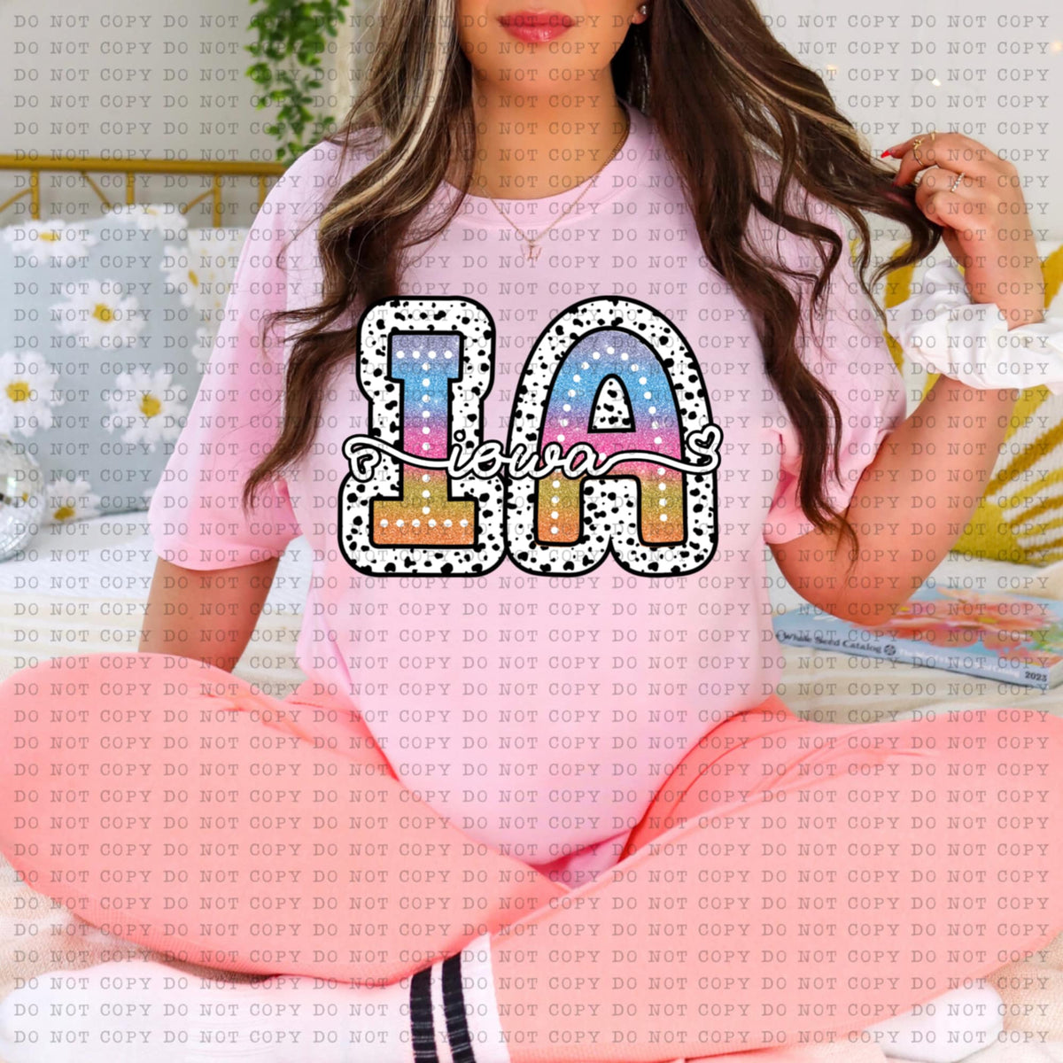 IA Iowa tie dye dottie (ECHT) 94241 DTF transfer