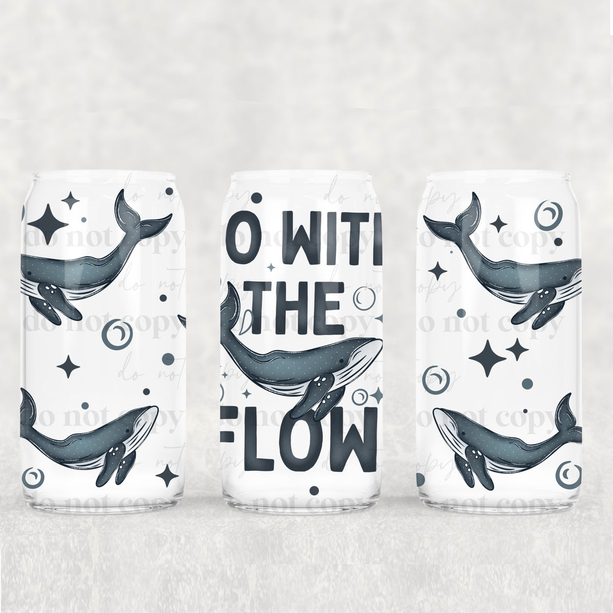 Go with the flow whale (CSC) UV DTF WRAP