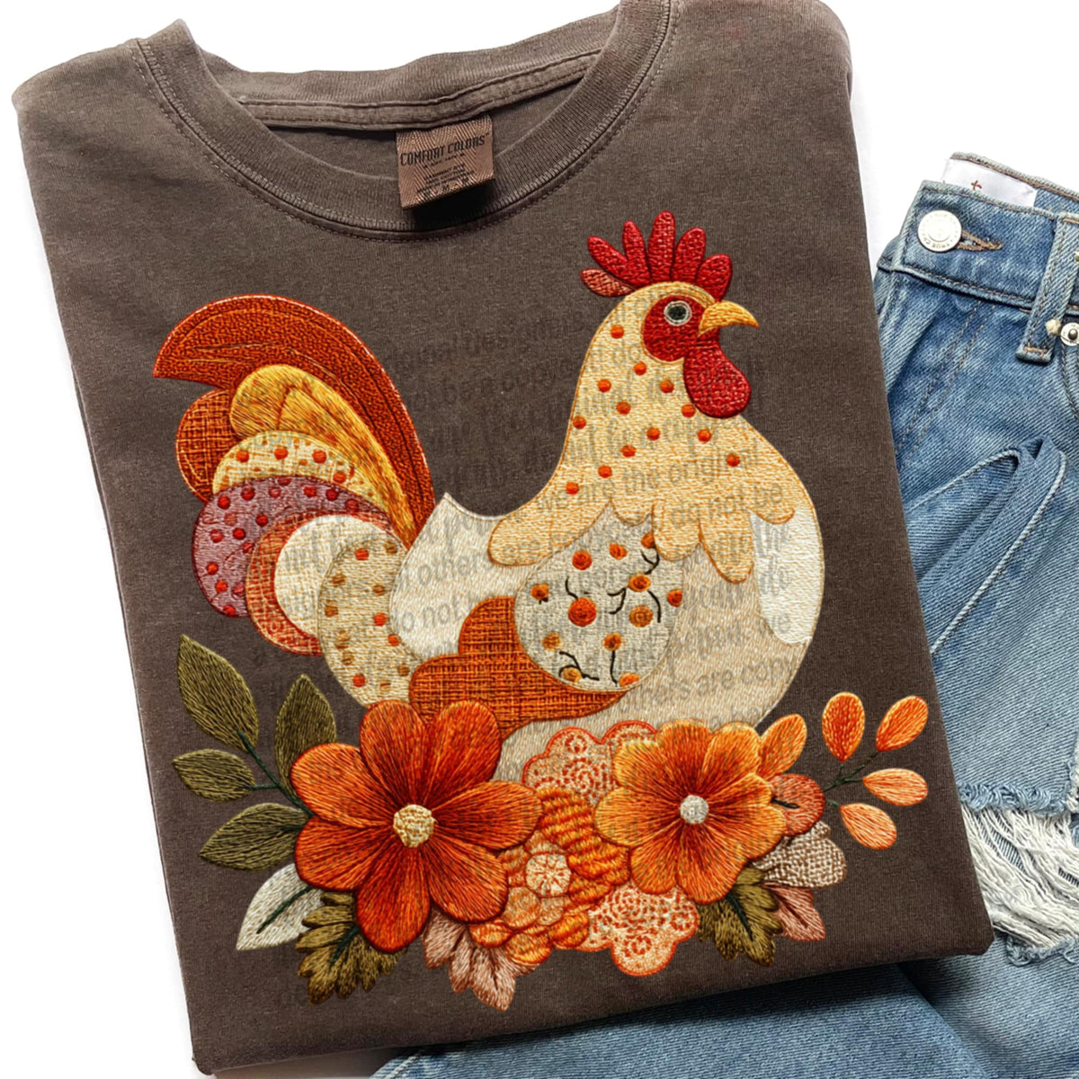 Faux Fabric Floral Turkey (TTD) DTF transfer