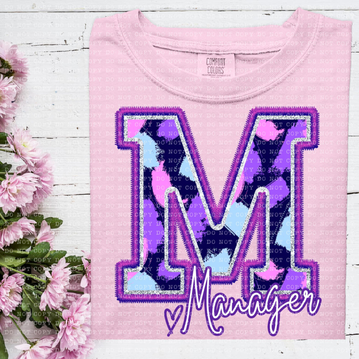 M manager purple brushstrokes (ECHT) 93950 DTF transfer