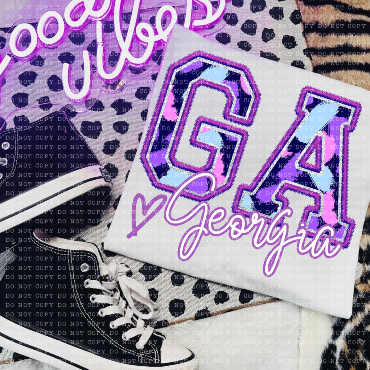GA Georgia purple brushstrokes (ECHT) 94022 DTF transfer