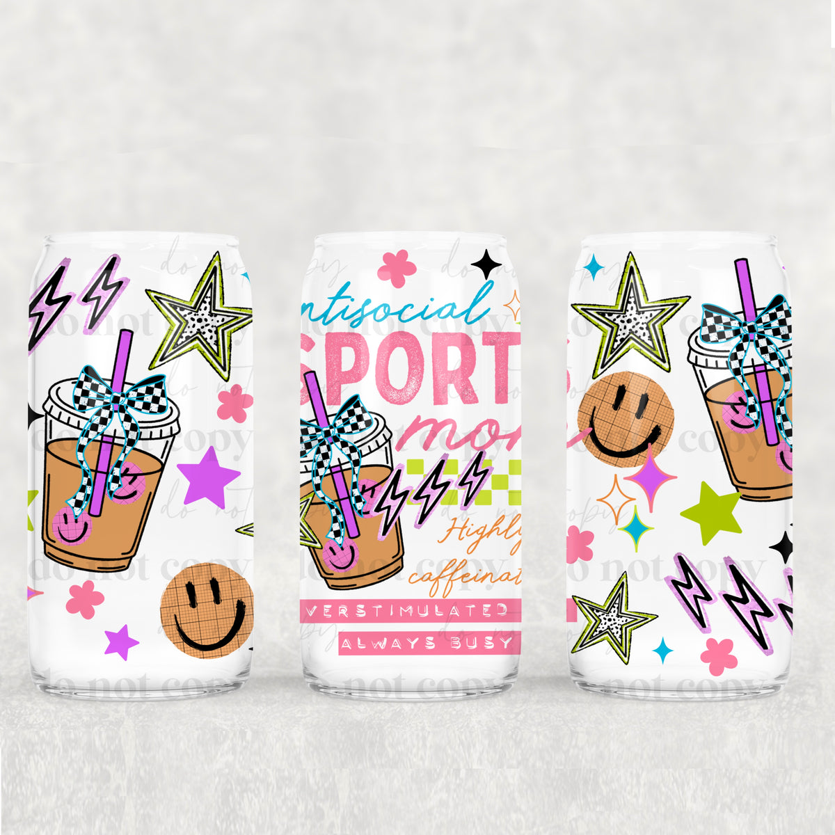 Antisocial sports mom (CSC) UV DTF WRAP