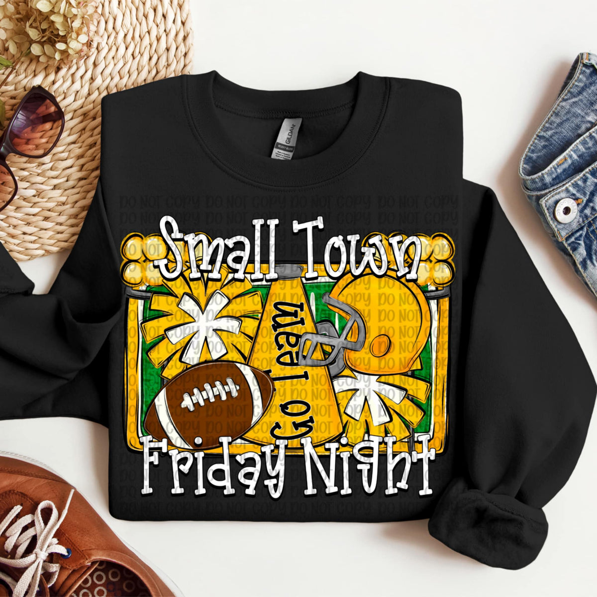 Small Town Friday Night Yellow VP DTF transfer