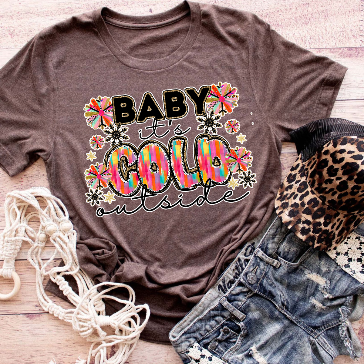 Baby it’s cold outside white outlines (revel) DTF Transfer