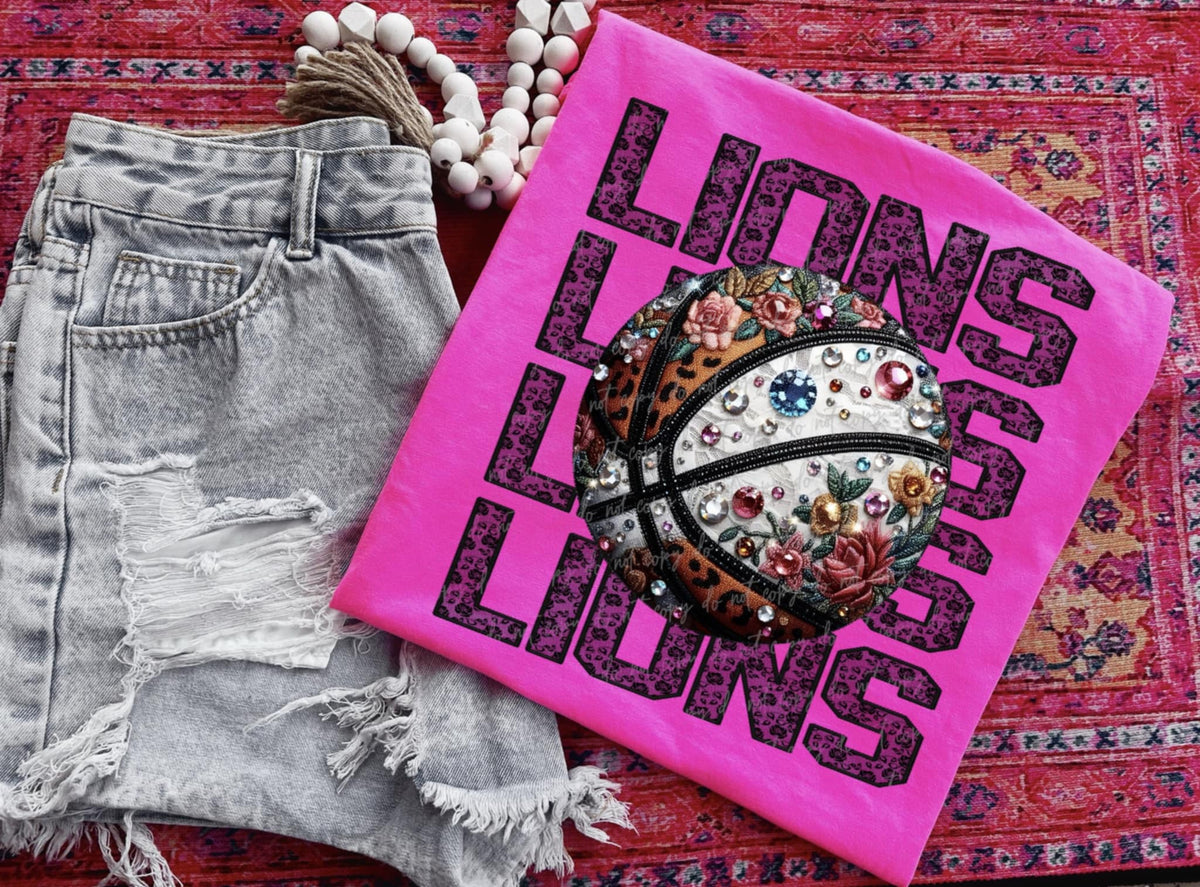 Lions bedazzled basketball (VIRGO) 94435 DTF transfer