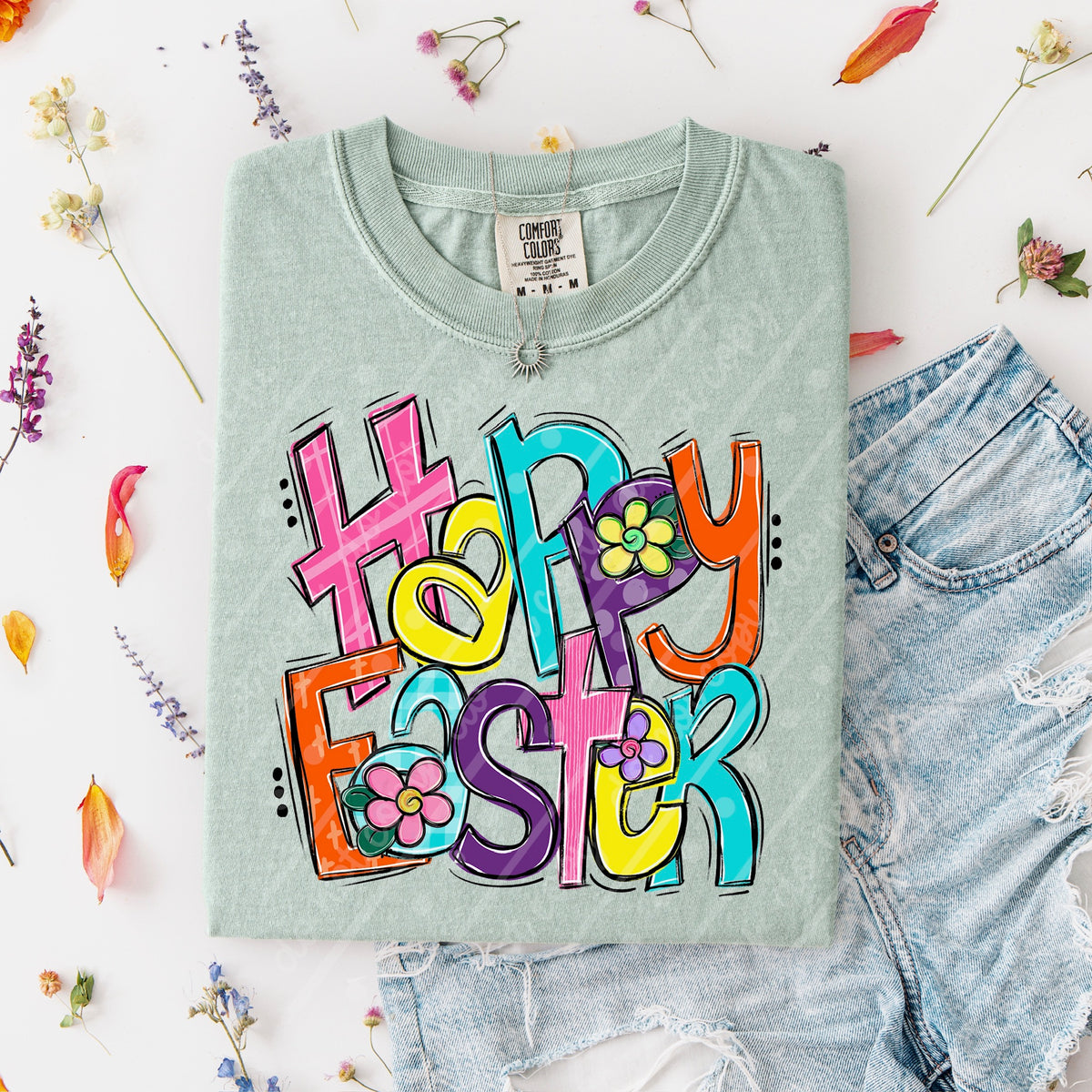 Happy Easter with bright letters (texasgal) DTF Transfer