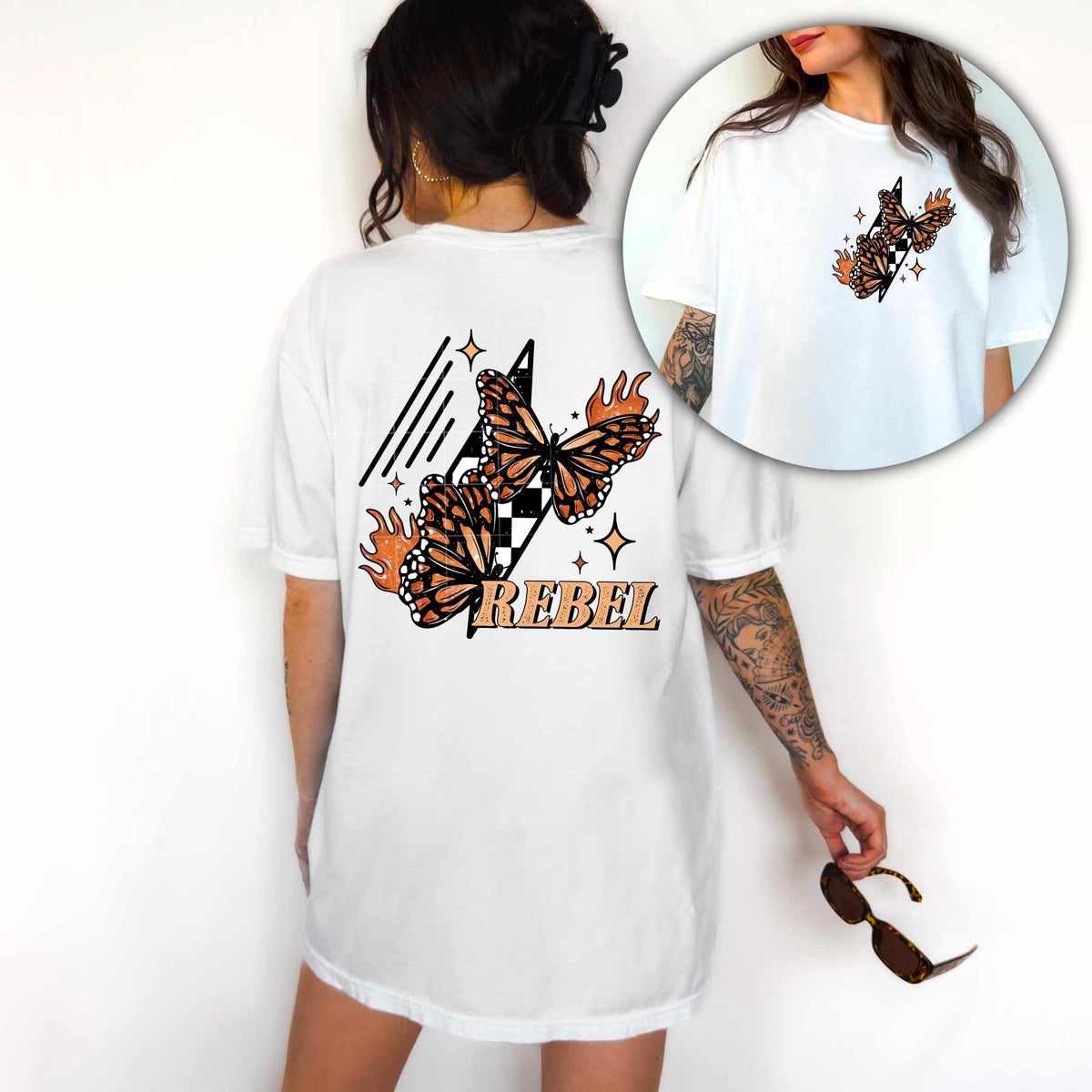 Rebel butterflies BACK (CSC) 82432 DTF transfer