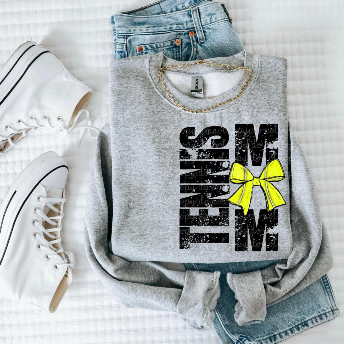 Tennis mom vertical with bow 90524 DTF transfer
