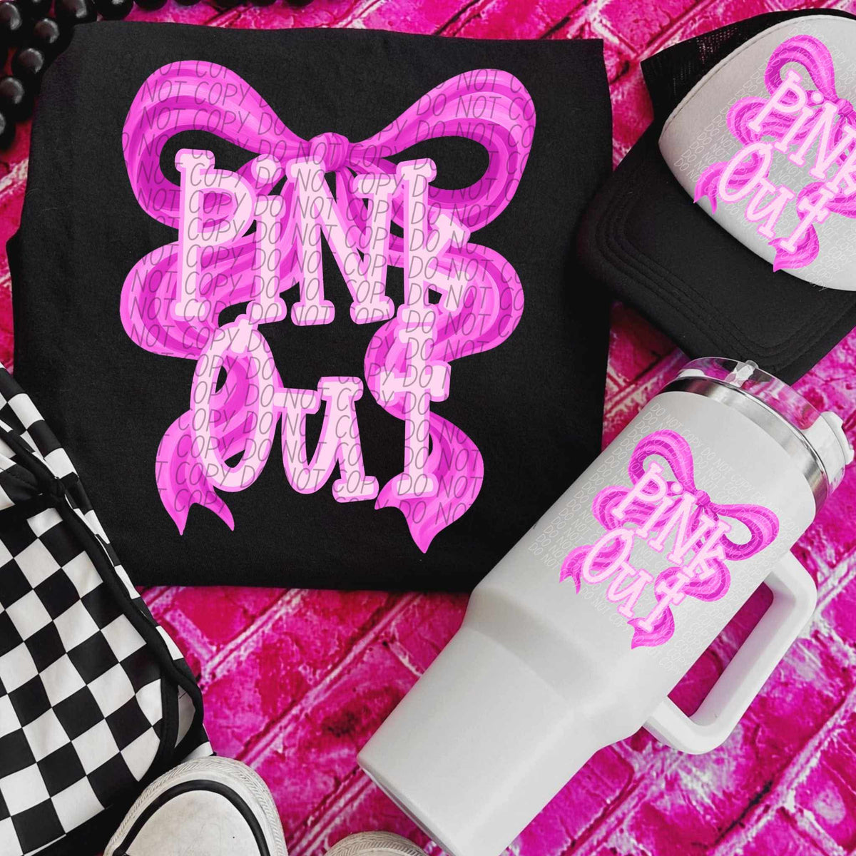 Pink out PINK bow CITY DTF transfer