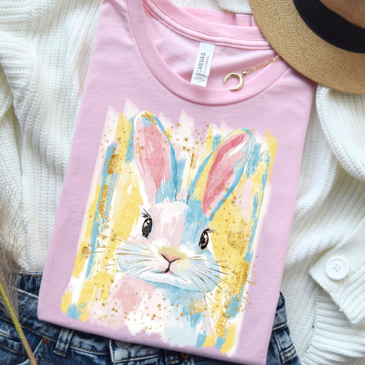 Bunny painted background (TTD) 91550 DTF transfer