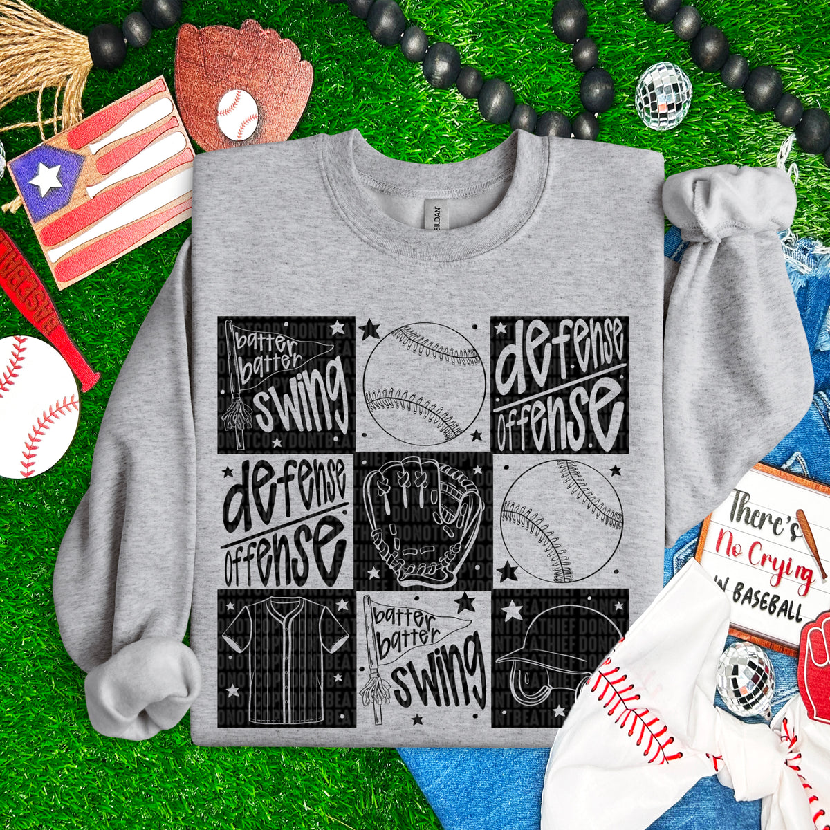 Baseball checkered collage 95137 DTF transfer