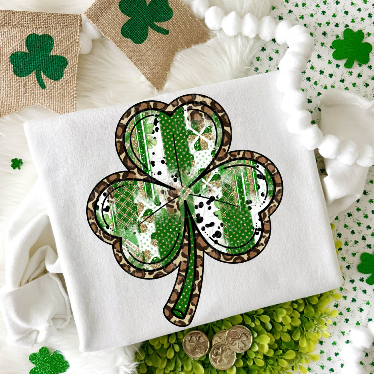 Leopard 3 leaf clover (DWS) DTF transfer