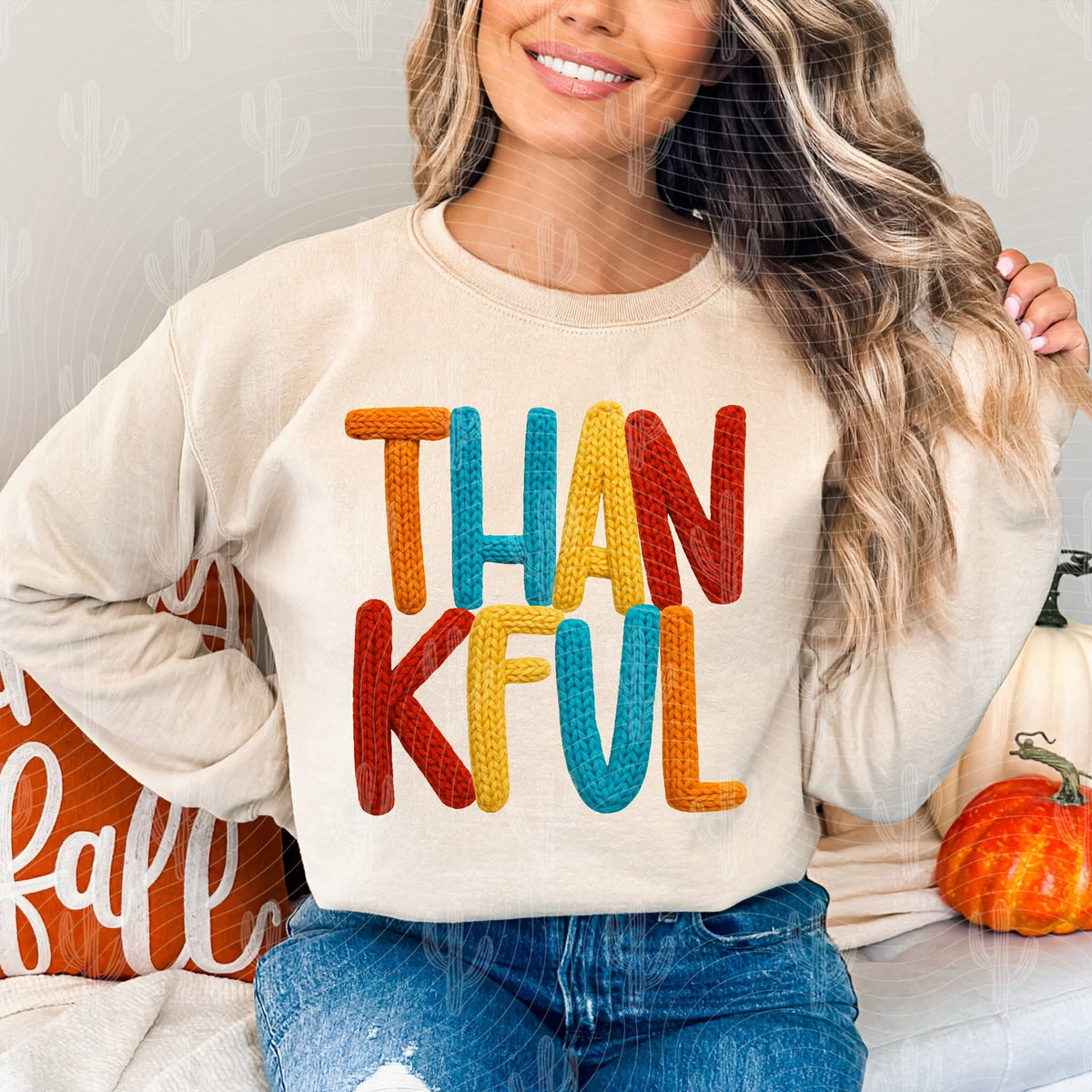 Thankful faux crochet (crafti) DTF transfer