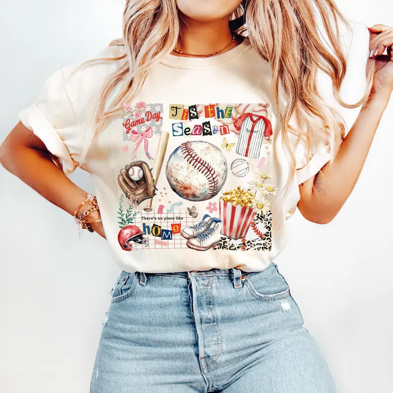 Tis the season vintage baseball items 94736 DTF transfer