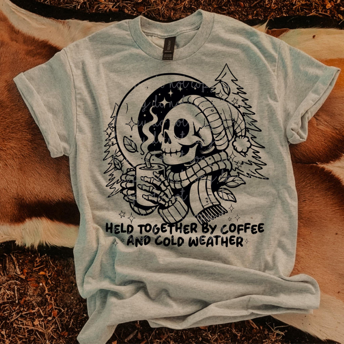 Coffee and Cold Weather Skeleton MMD DTF transfer