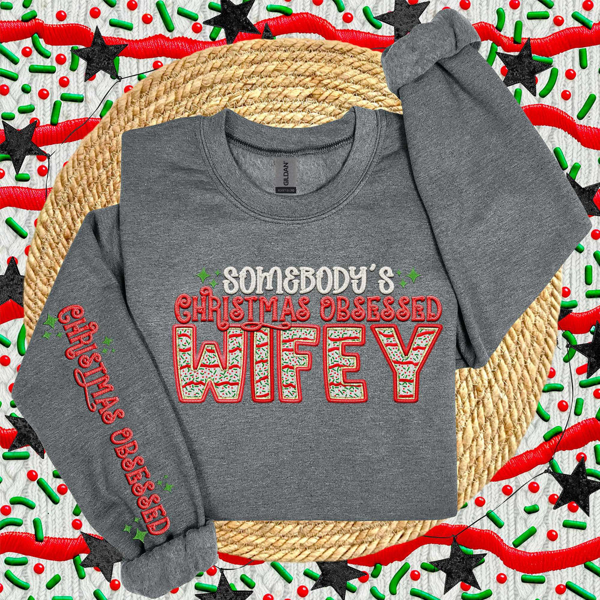 Somebody’s Christmas obsessed wifey FRONT (HW) 70003 DTF transfer