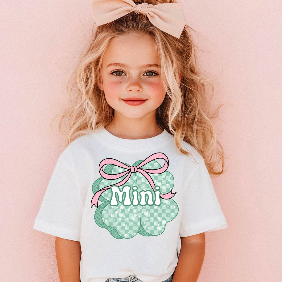 Mini clover and pink bow (MZ) DTF Transfer