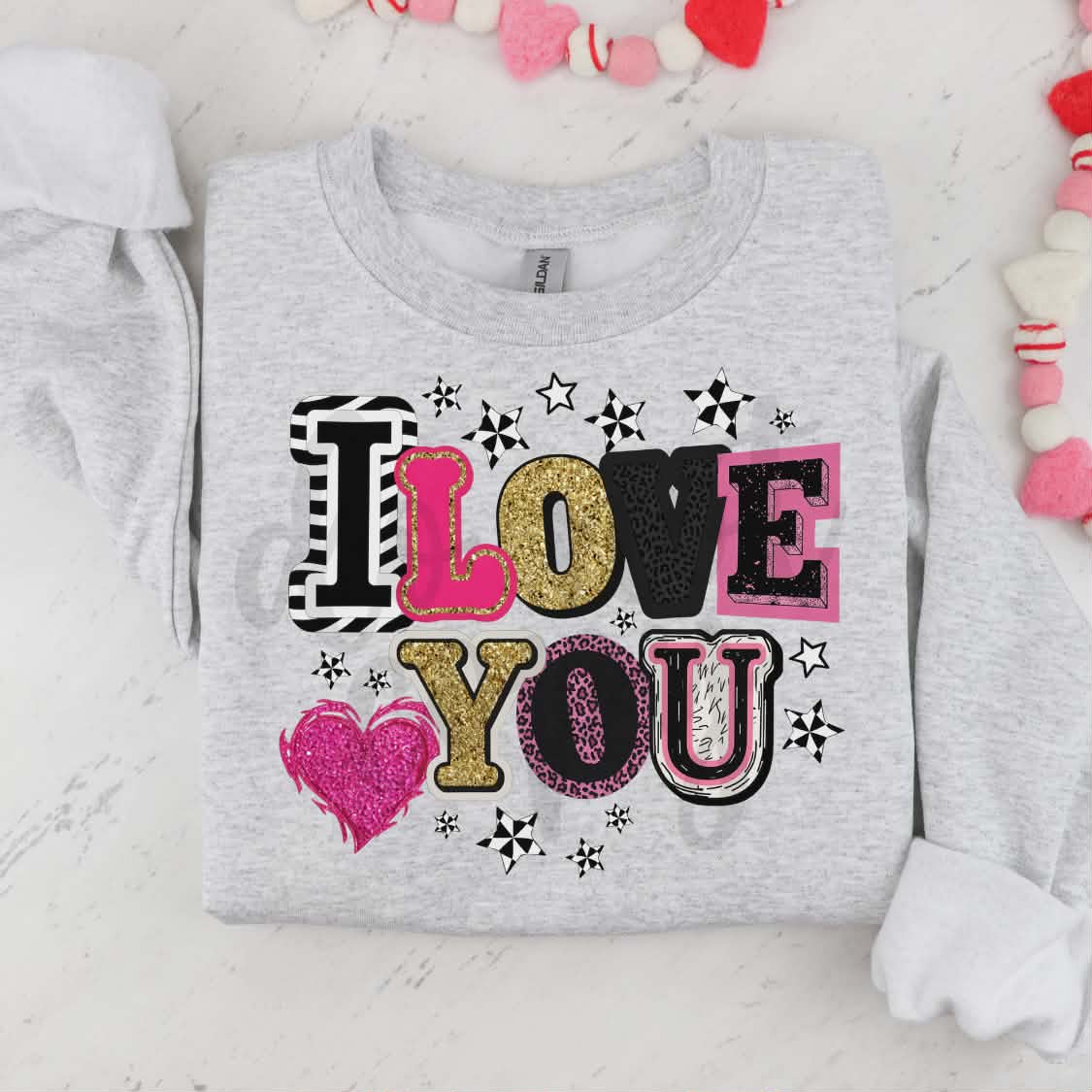 I love you (pink gold and black) (Parker) DTF transfer