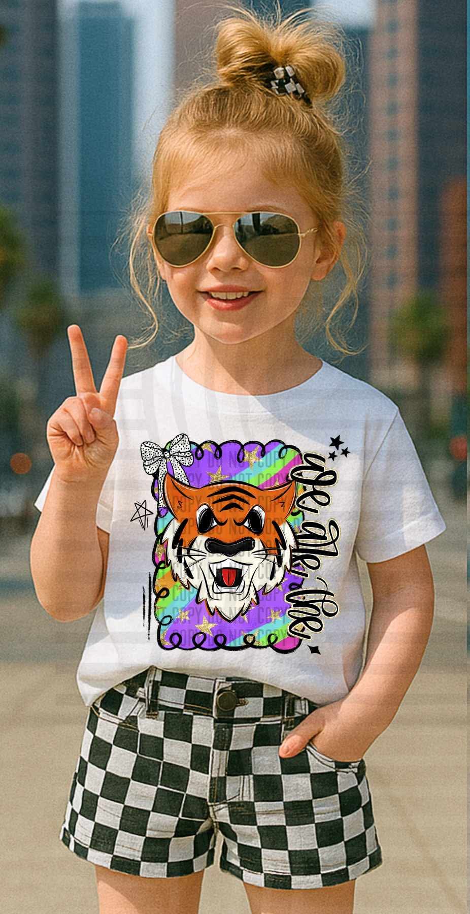 We are the Tigers Preppy Swirl Mascots (Caplinger) DTF transfer