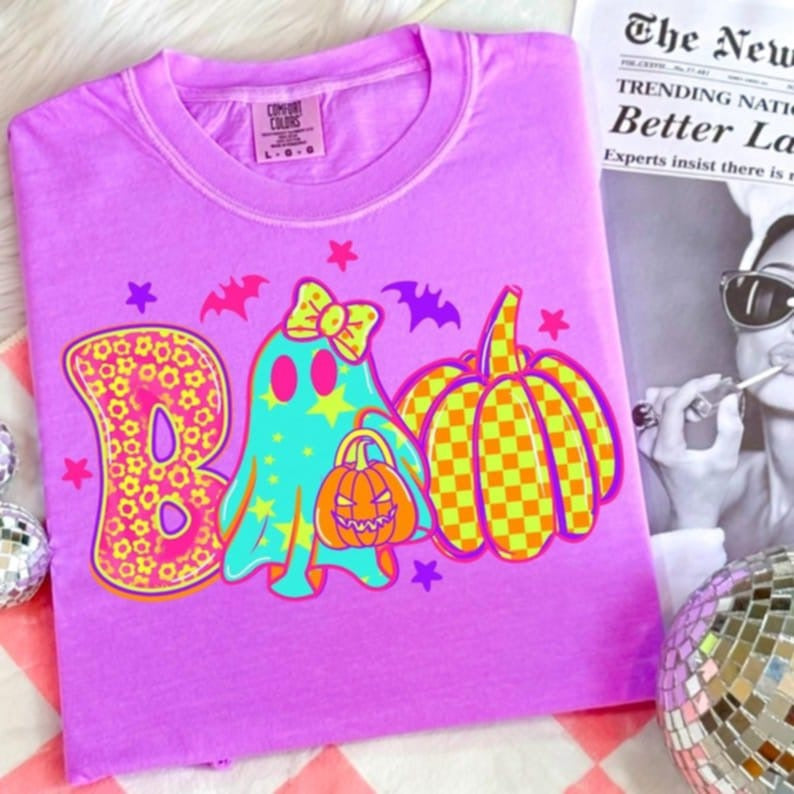 Boo Neon Ghost DTF transfer