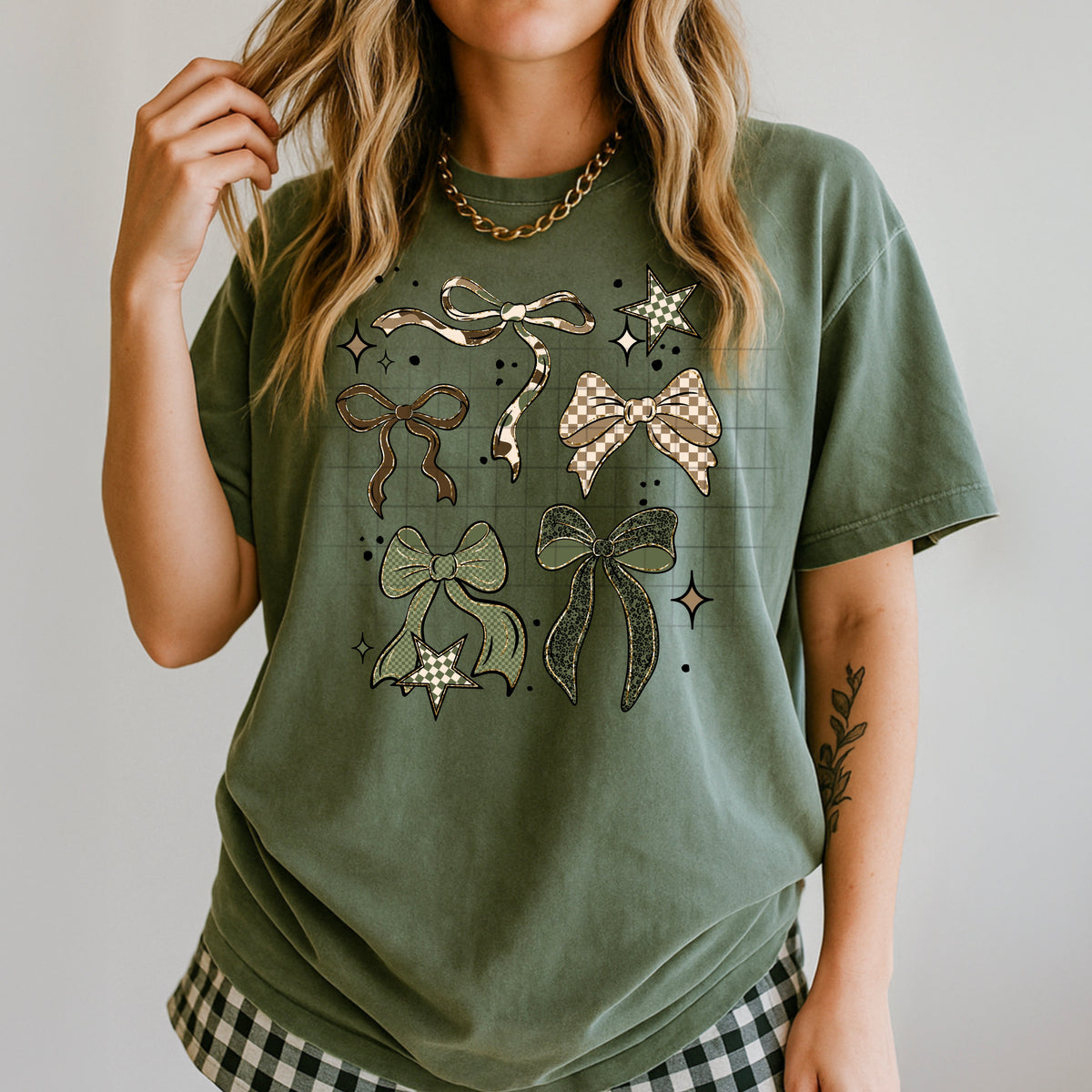 Brown and green bows  (CSC) DTF Transfer