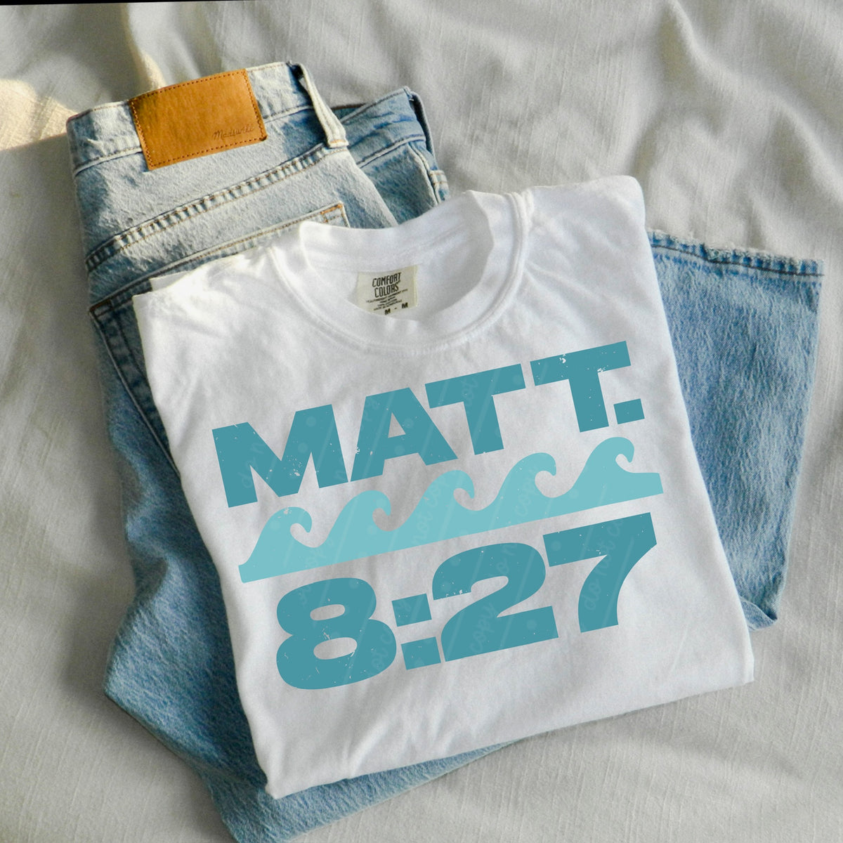 Matt 8:27 waves (lighter teal) DTF Transfer