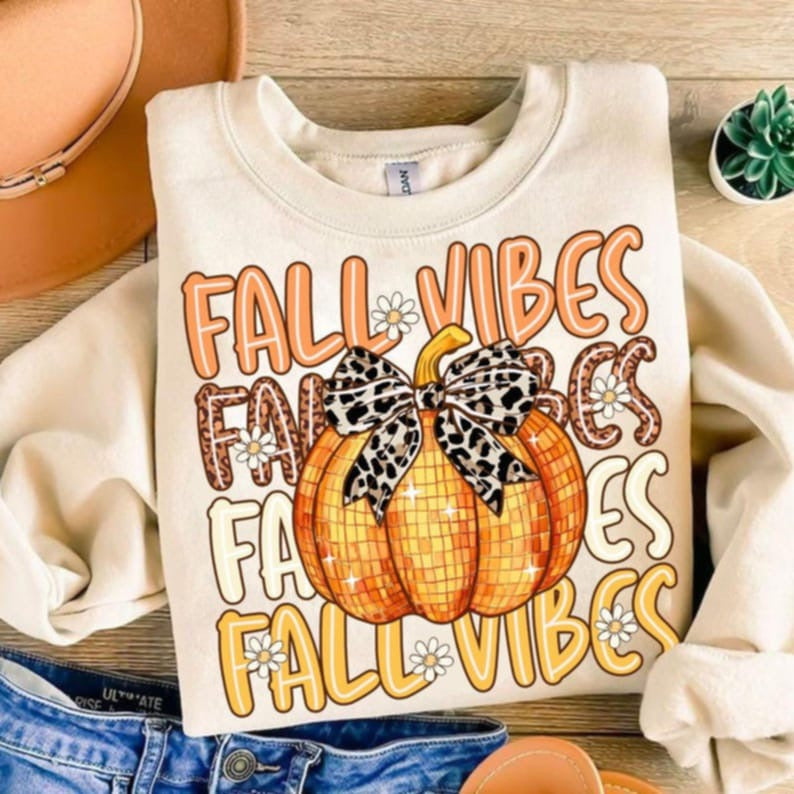Fall vibes stacked pumpkin 107543 DTF transfer
