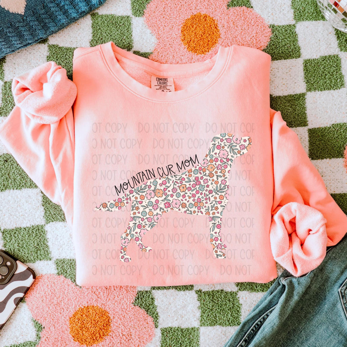 Mountain cur mom floral puppy (SWD) 87052 DTF transfer