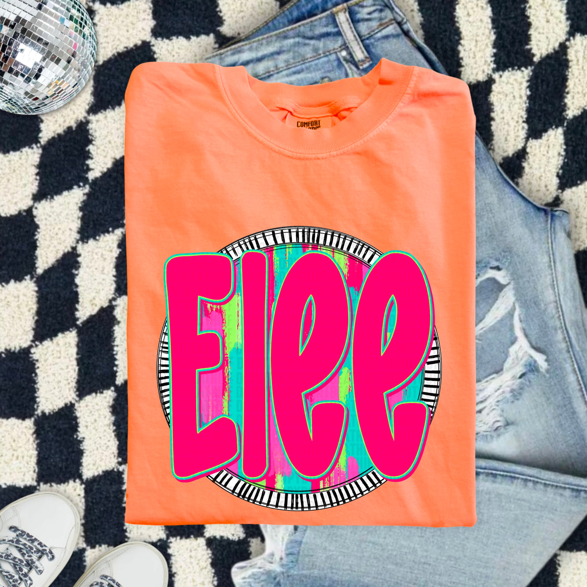 Elee pink font circle 103931 DTF transfer