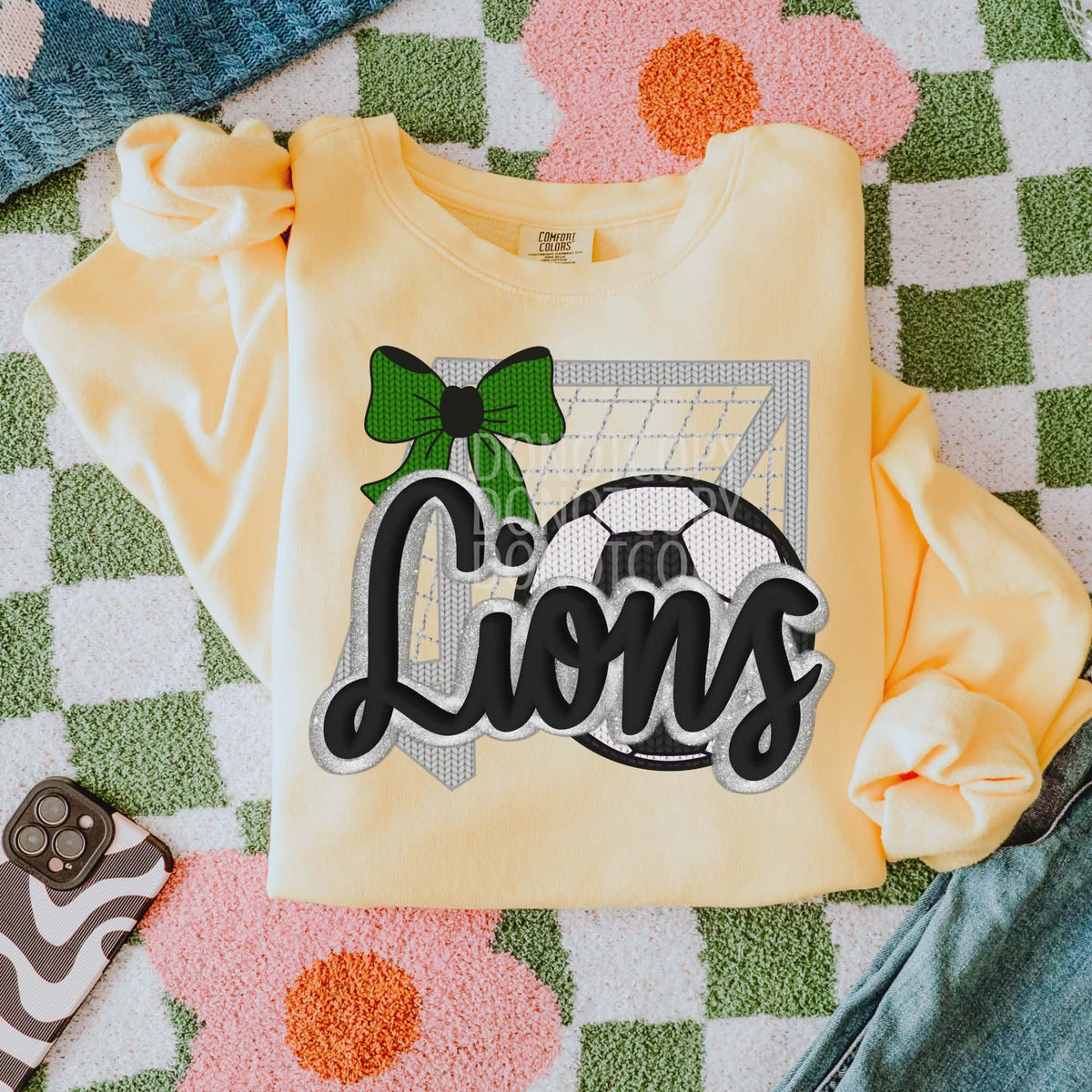 Lions soccer green bow (CSG) DTF transfer
