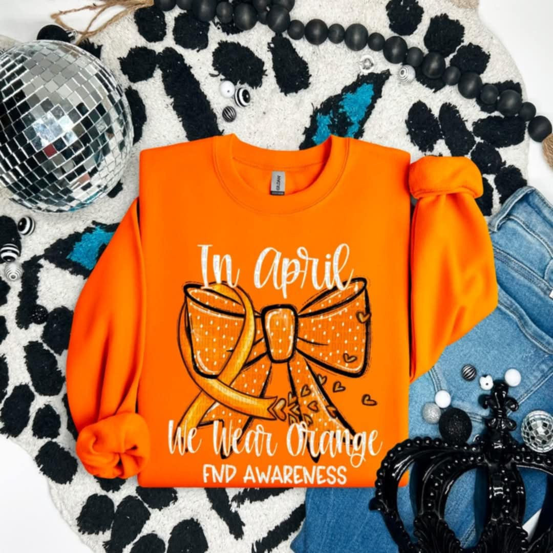 In April we wear orange white font (SDD) 87054 DTF transfer