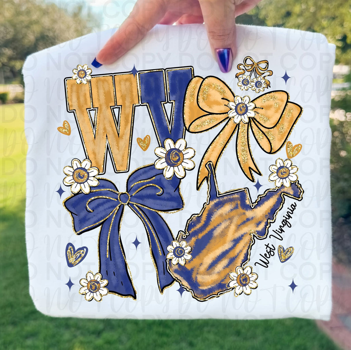Wv gold and blue with bows (UAC) DTF Transfer (Copy)