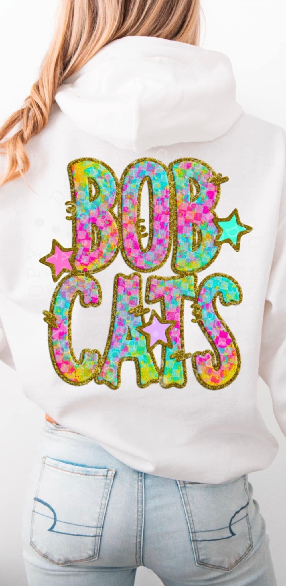 Bobcats colorful checkered (C’s) 91498 DTF transfer